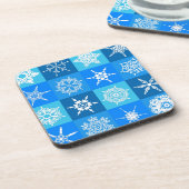 Blaue Schneeflocken Getränkeuntersetzer (Linke Seite)