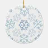 Blaue Schneeflocken Holidays Weißer Keramik Orname Keramik Ornament (Hinten)