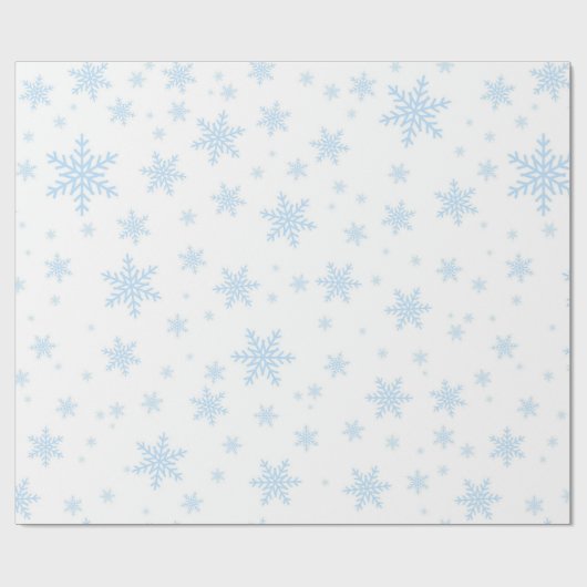 Blaue Schneeflocken in Weiß Geschenkpapier (Flach)