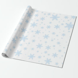 Blaue Schneeflocken in Weiß Geschenkpapier