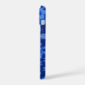 Blaue Schneeflocken iPhone 15 Hülle (Linke Seite)