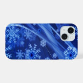 Blaue Schneeflocken iPhone 15 Hülle (Rückseite (Horizontal))