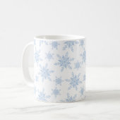 Blaue Schneeflocken Kaffeetasse (Vorderseite Links)