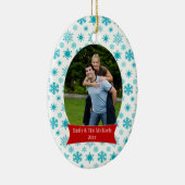 Blaue Schneeflocken Keramikornament (Rechts)