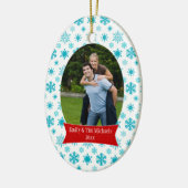 Blaue Schneeflocken Keramikornament (Links)