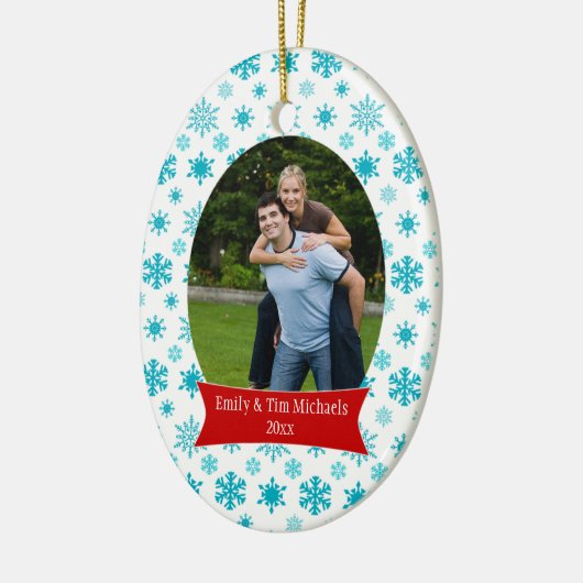 Blaue Schneeflocken Keramikornament (Links)