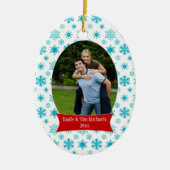 Blaue Schneeflocken Keramikornament (Vorne)