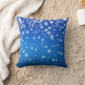 Blaue Schneeflocken Kissen (Decke)