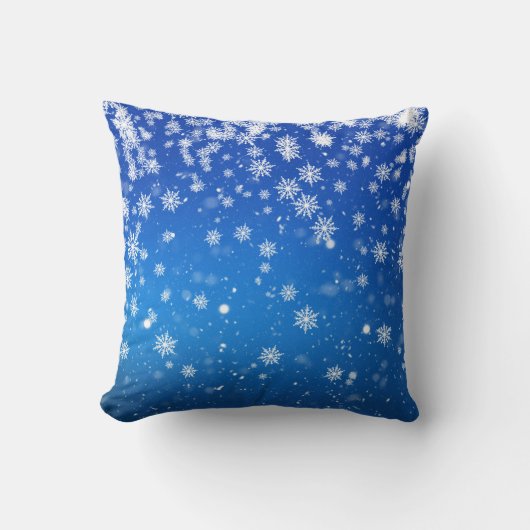 Blaue Schneeflocken Kissen (Vorderseite)