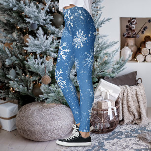 Blaue Schneeflocken Klassisches Winterweiß Schnee Leggings