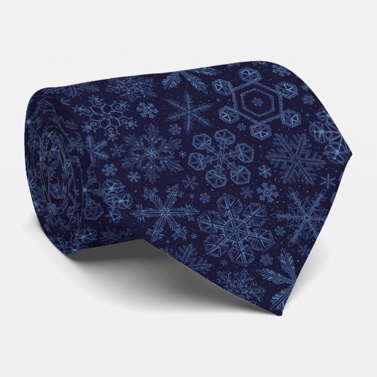 Blaue Schneeflocken Krawatte (Gerollt)