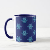 Blaue Schneeflocken Kunst Tasse (Links)