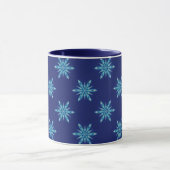 Blaue Schneeflocken Kunst Tasse (Zentrum)