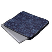 Blaue Schneeflocken Laptopschutzhülle (Vorne Knopf)