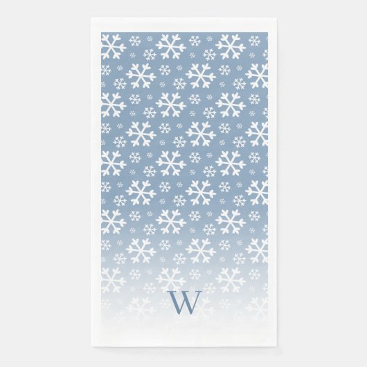 Blaue Schneeflocken-Monogramm Serviette (Vorderseite)
