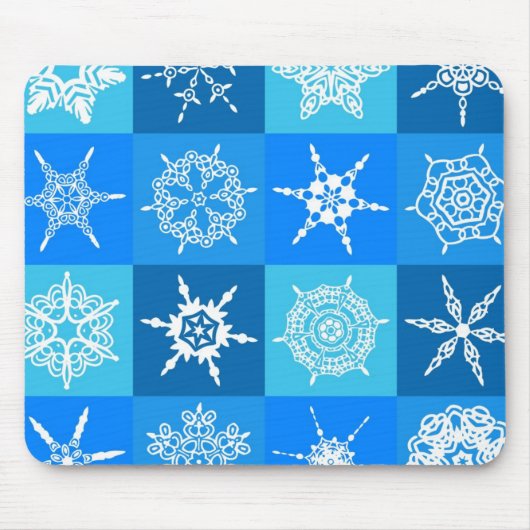Blaue Schneeflocken Mousepad (Vorne)
