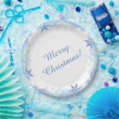 Blaue Schneeflocken Pappteller (Party)