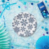 Blaue Schneeflocken Pappteller (Party)