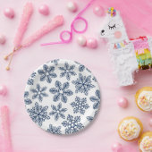 Blaue Schneeflocken Pappteller (Party)