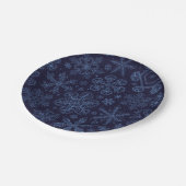 Blaue Schneeflocken Pappteller (Schrägansicht)