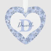 Blaue Schneeflocken personalisiert Ornament (Vorderseite)