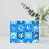 Blaue Schneeflocken Postkarte (Stehend Vorderseite)