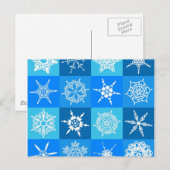 Blaue Schneeflocken Postkarte (Vorne/Hinten)