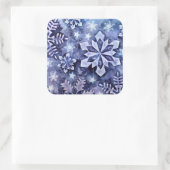 Blaue Schneeflocken Quadratischer Aufkleber (Tasche)