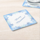 Blaue Schneeflocken Rechteckiger Pappuntersetzer (angewinkelt)