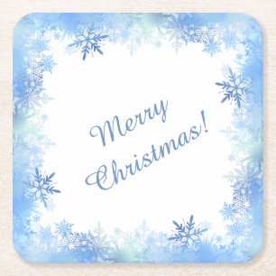 Blaue Schneeflocken Rechteckiger Pappuntersetzer