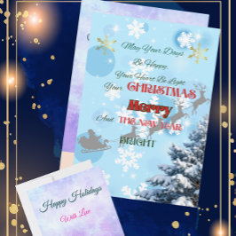 Blaue Schneeflocken, Rentiersilhouetten, Winterabe Feiertagskarte