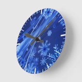 Blaue Schneeflocken Runde Wanduhr (Winkel)