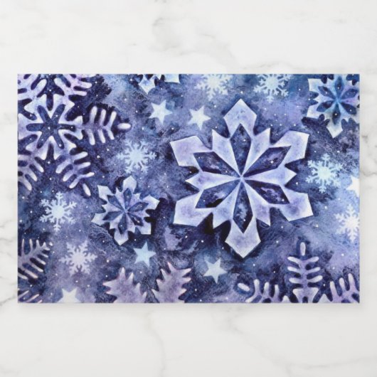 Blaue Schneeflocken Schaumweinetikett (Einzelnes Label)