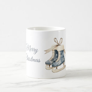 Blaue Schneeflocken-Schlittschuhe Kaffeetasse