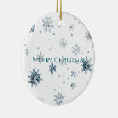 Blaue Schneeflocken Schlittschuhe Weihnachten  Keramik Ornament (Rechts)