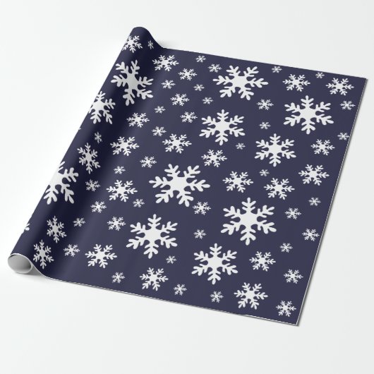 Blaue Schneeflocken Schnee Winter Weihnachtsfeiert Geschenkpapier (Ungerollt)
