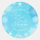 Blaue Schneeflocken Schneeflocken Schneeflocken Runder Aufkleber (Vorderseite)