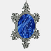 Blaue Schneeflocken Schneeflocken Zinn-Ornament (Links)