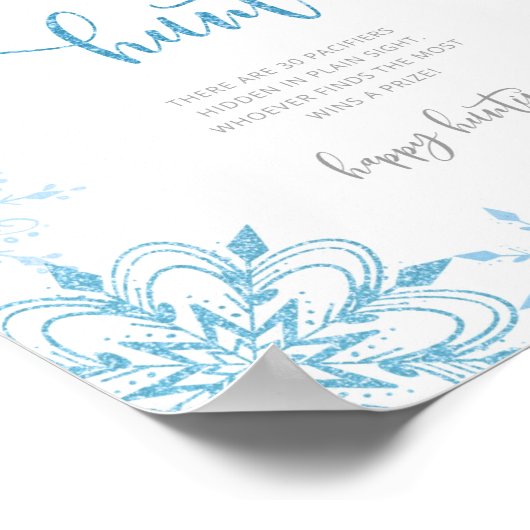 Blaue Schneeflocken Schnuller Jagd Poster (Ecke)