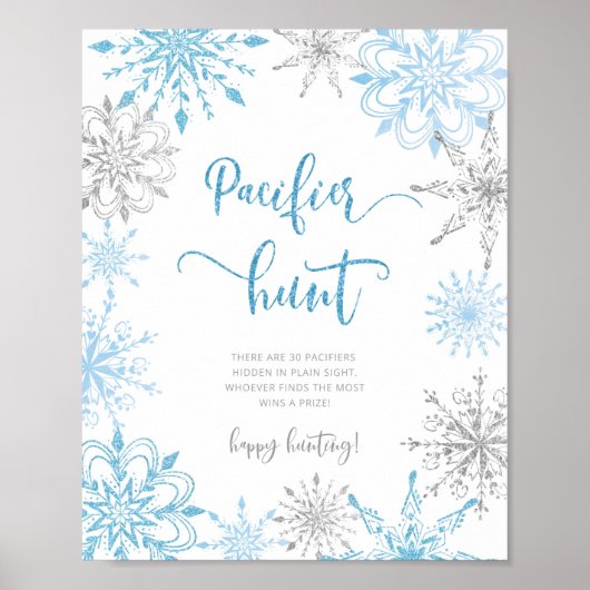 Blaue Schneeflocken Schnuller Jagd Poster (Vorne)