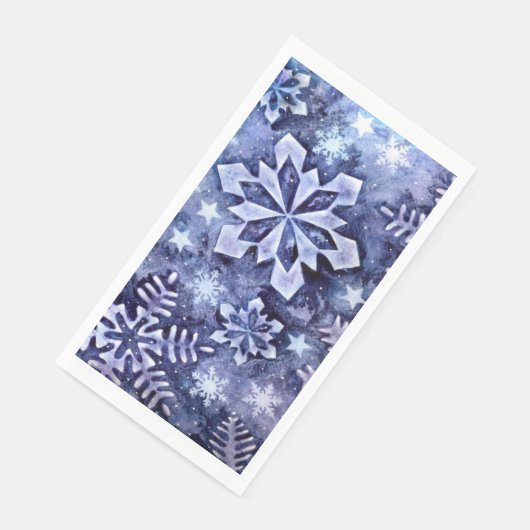 Blaue Schneeflocken Serviette (Ecke)