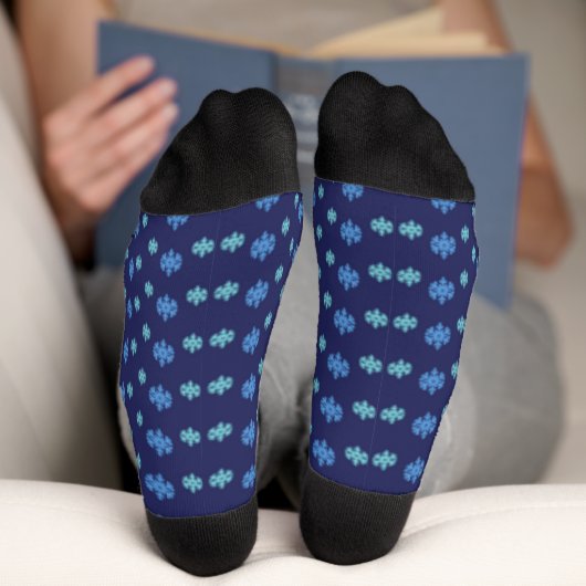 Blaue Schneeflocken Socken (Unterseite)