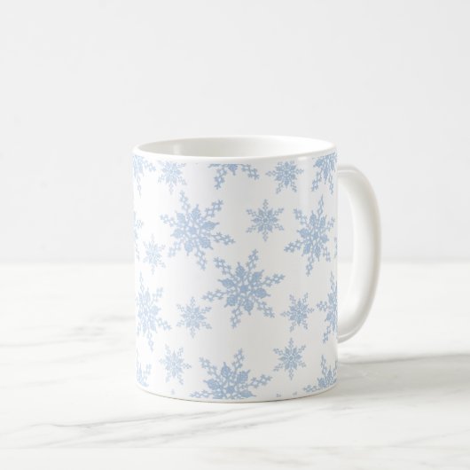Blaue Schneeflocken Tasse (VorderseiteRechts)