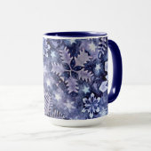 Blaue Schneeflocken Tasse (VorderseiteRechts)