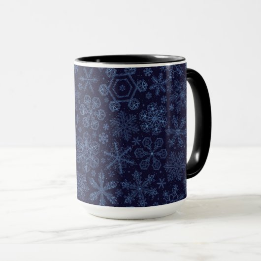 Blaue Schneeflocken Tasse (VorderseiteRechts)