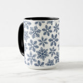 Blaue Schneeflocken Tasse (Vorderseite Links)