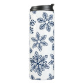 Blaue Schneeflocken Thermosbecher (Nach links gedreht)