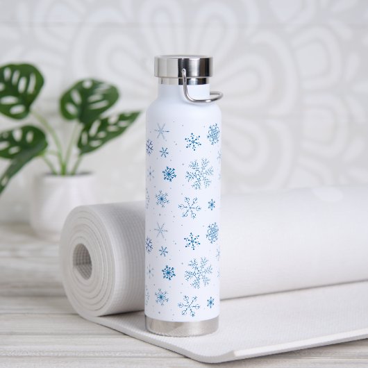 Blaue Schneeflocken Trinkflasche (Yoga)