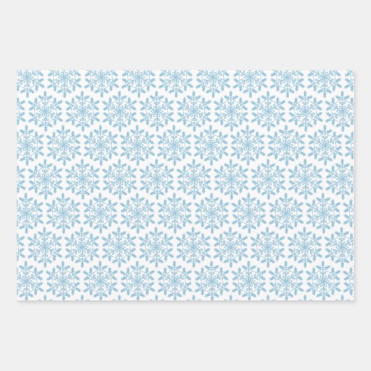 Blaue Schneeflocken Umschlagpapier flaches Blatt S (Vorderseite)