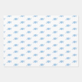 Blaue Schneeflocken und fröhliches Weihnachtsmuste Geschenkpapier Set (Vorderseite 3)